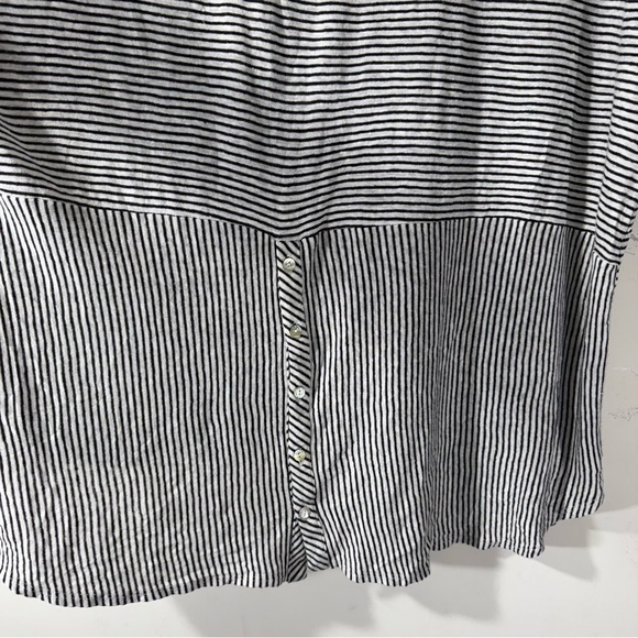 2/$35 Adrienne Vittadini linen Tunic 3/4 long sleeve black white striped sweater - Picture 7 of 11